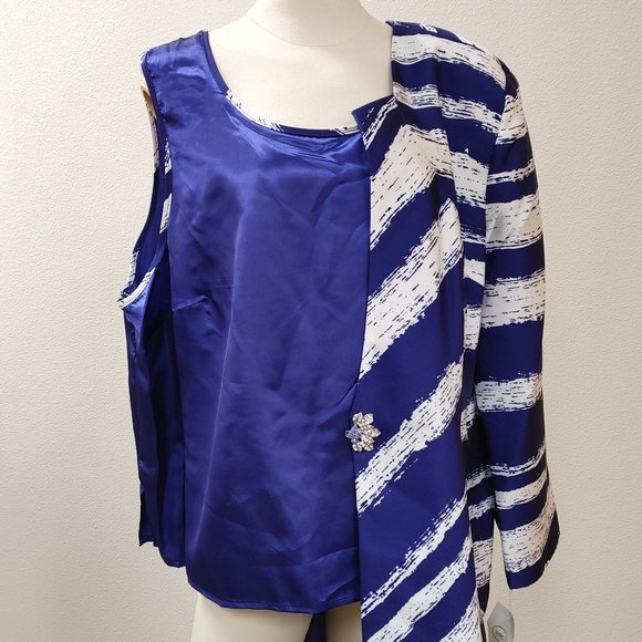 NWT GIOVANNA COLLECTION 2C SUIT JACKET AND TANK TOP SIZE 18W PURPLE/WHITE - Picture 4 of 13